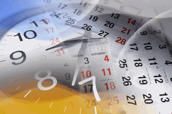 a clock with calendars as a background