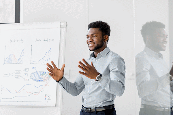 a man giving a presentation