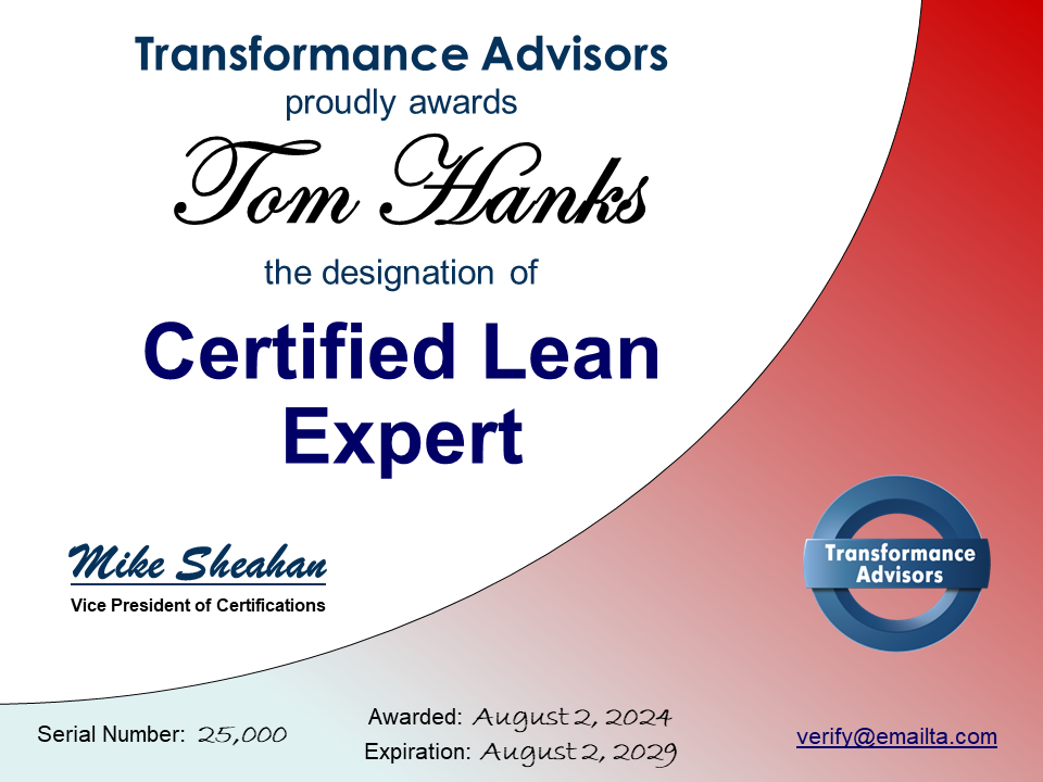 Certified Lean Expert Credential lean expert certification