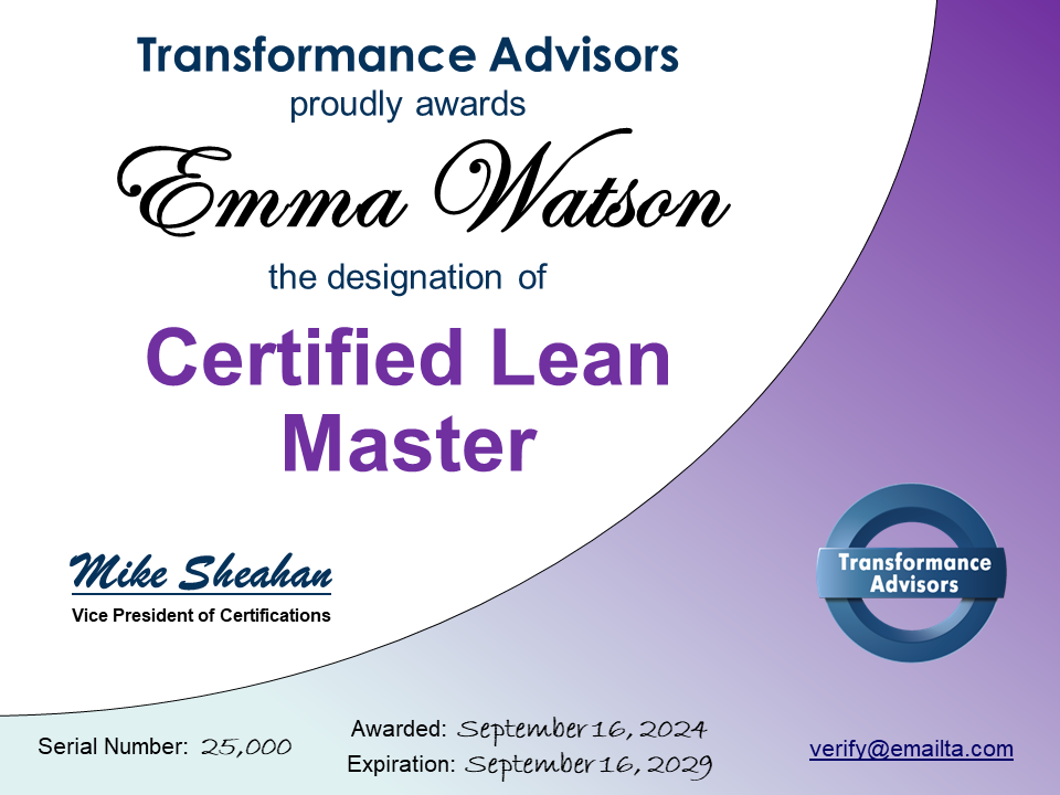lean master certification