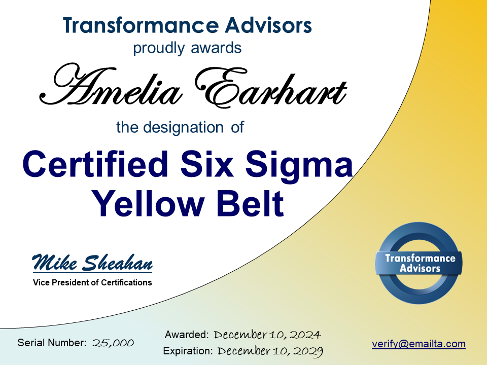 certified yellow belt