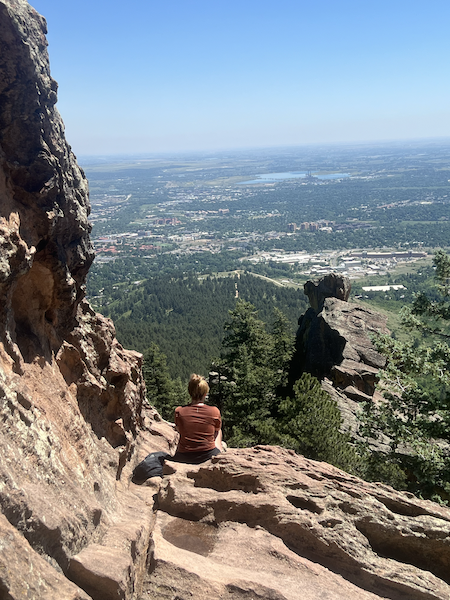 Rachel looking over Boulder and the surrounding areas after some Colorado hiking.