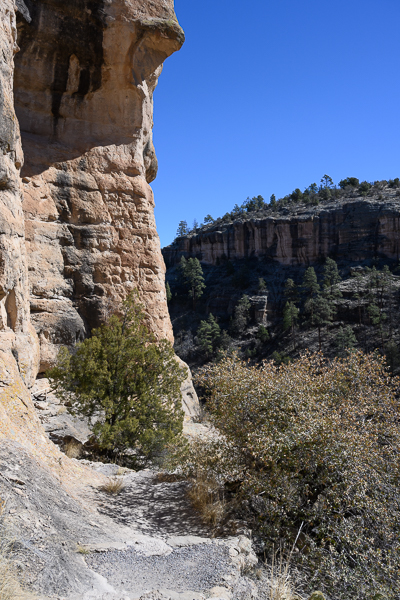 A side view of the cliffs and surrounding area